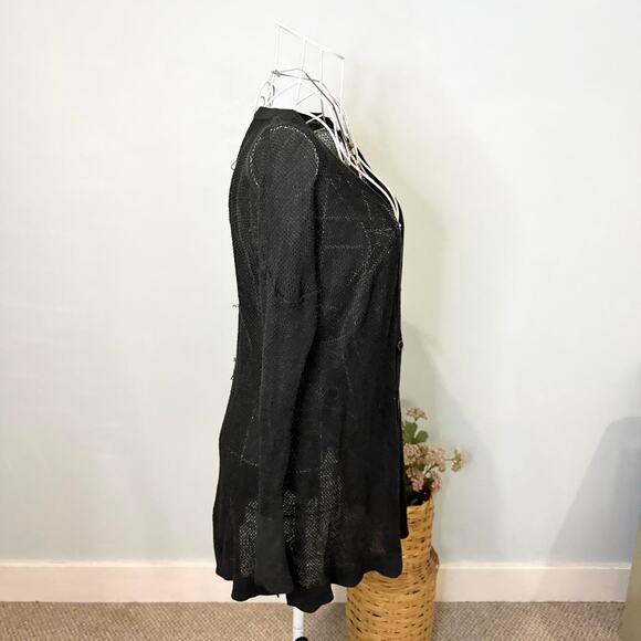 Cute vintage y2k black long sleeve tight knit button up cardigan - Picture 3 of 6
